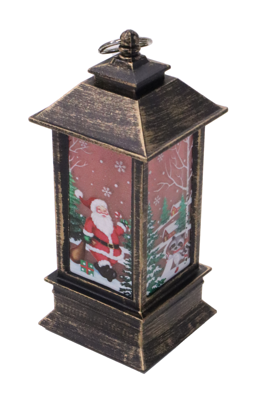 Новорічна іграшка на ялинку Ліхтарик - Дід Мороз і єнот, фото 1