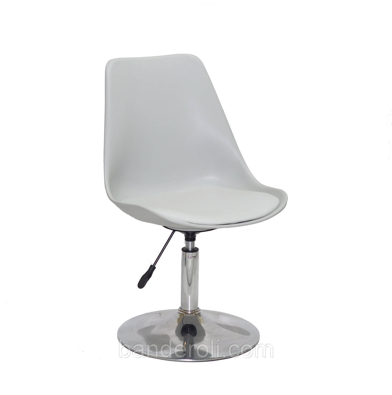 Стілець Albert CH-Base світло-сірий 315 кожзам, хромована опора, поворотне з регулюванням висоти сидіння, фото 1