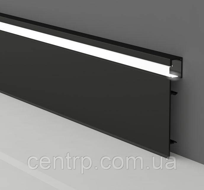 Чорний накладний алюмінієвий плінтус з підсвічуванням BEST DEAL 4/78 LED Чорний матовий 2,5 м