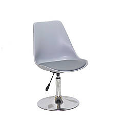Стілець Albert CH-Base сірий 370 кожзам, хромована опора, поворотне з регулюванням висоти сидіння