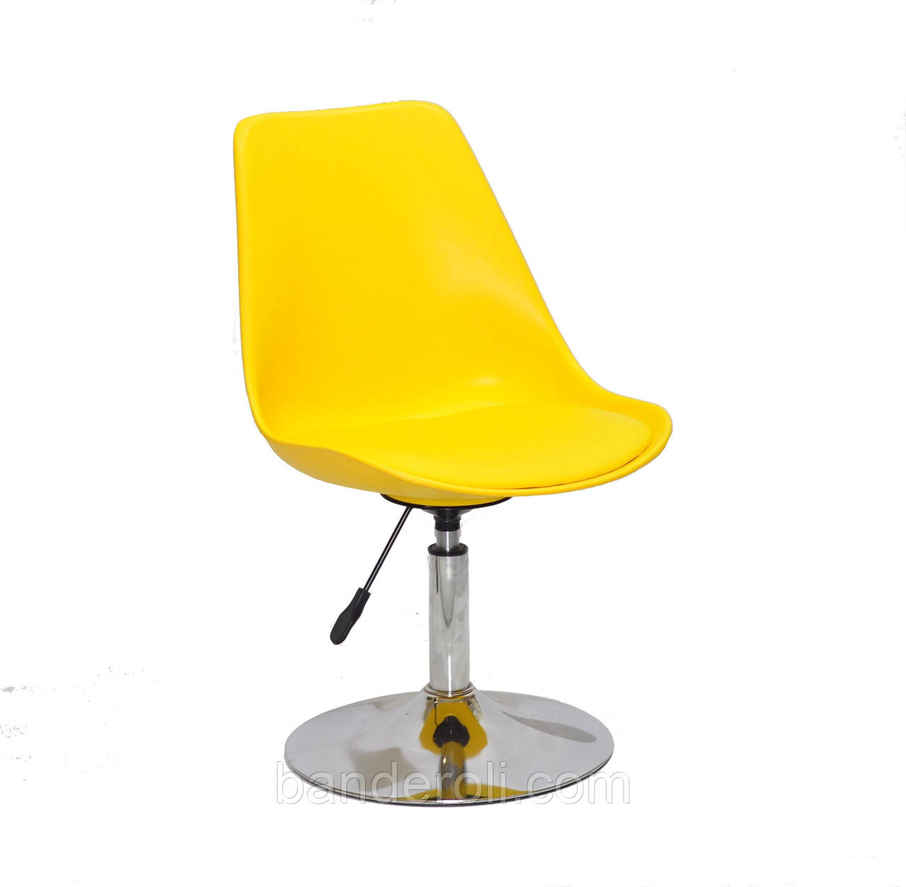 Стілець Albert CH-Base жовтий 315 кожзам, хромована опора, поворотне з регулюванням висоти сидіння, фото 1