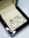 Срібні сережки Серце висувки DARIY 142с, фото 3