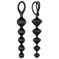 Набір анальних намистин Satisfyer Beads Black, силікон, макс. діаметр 3,3 см та 3,5 см  sonia.com.ua