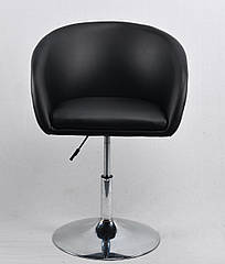 Крісло Andy CH-Base чорний кожзам з підлокітниками на хромованою круглої опорі-нозі