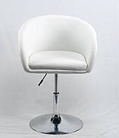 Кресло Andy CH-Base белый кожзам с подлокотниками на хромированной круглой опоре-ноге