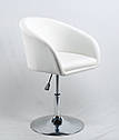 Крісло Andy CH-Base білий кожзам з підлокітниками на хромованою круглої опорі-нозі, фото 2