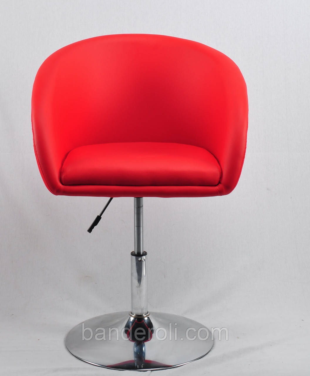Крісло Andy CH-Base червоний кожзам з підлокітниками на хромованою круглої опорі-нозі, фото 1