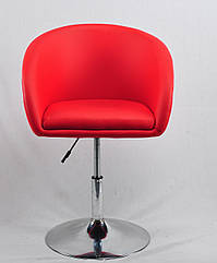 Крісло Andy CH-Base червоний кожзам з підлокітниками на хромованою круглої опорі-нозі