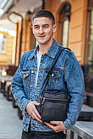 Чоловіча шкіряна сумка-барсетка через плече​​​​​​​ Tiding Bag A25F-4519A чорний, фото 5