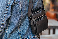 Чоловіча шкіряна сумка-барсетка через плече​​​​​​​ Tiding Bag A25F-4519A чорний, фото 8