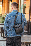 Чоловіча шкіряна сумка-барсетка через плече​​​​​​​ Tiding Bag A25F-4519A чорний, фото 9