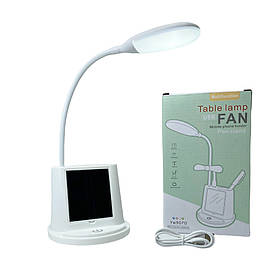 Настільний світильник світлодіодний LED із дзеркалом та підставка для телефону YW9071 Біла Лампа настільна