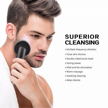 Myris Personal Skin Care Silicone Face Cleaner Brush Waterproof Facial Cleaner for Man | Limon, фото 3