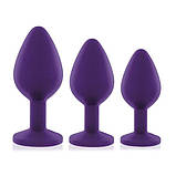 Набір силіконових анальних пробок із кристалом Rianne S: Booty Plug Set Purple, діаметр 2,7см, 3,5см sonia.com.ua, фото 4