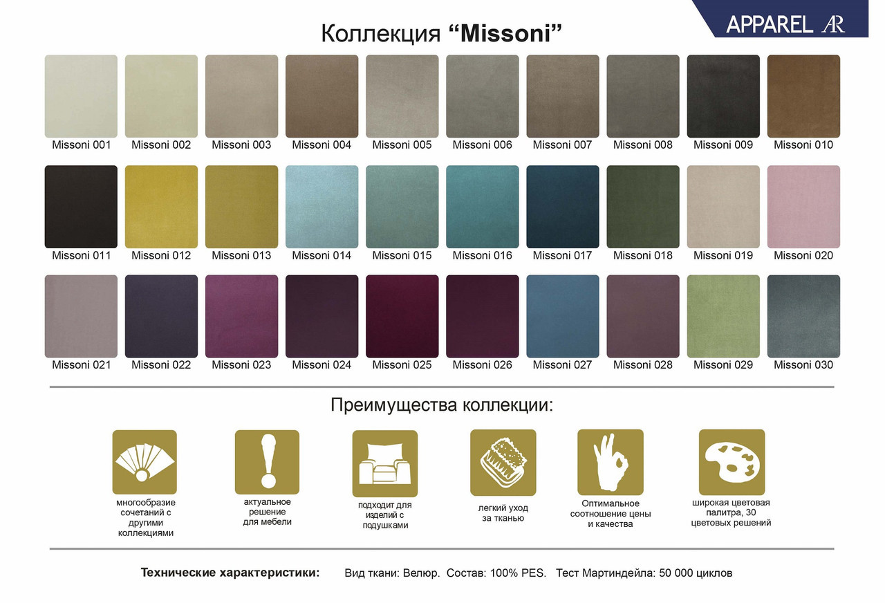 Палітра меблевого велюру "Velmi"