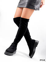 Чоботи жіночі ботфорти Alfia чорні 4918 ЗИМА, фото 1