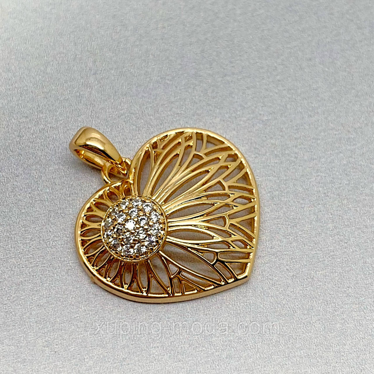 Позолочений кулон «серце» xp, фото 1