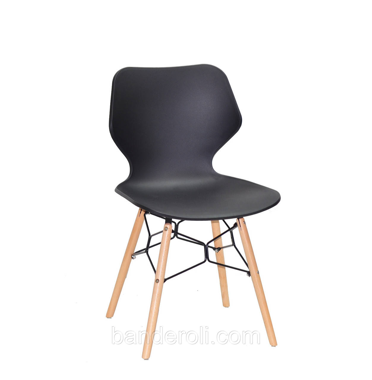Дизайнерський стілець DUBLIN чорний 04 на букових дерев'яних ніжках, фото 1