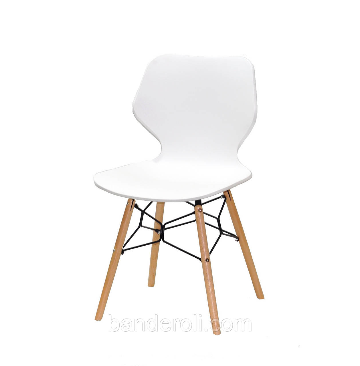 Дизайнерський стілець DUBLIN білий на букових дерев'яних ніжках, фото 1