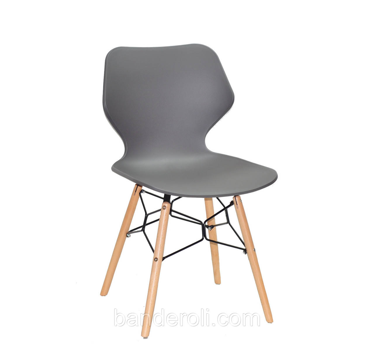 Дизайнерський стілець DUBLIN сірий 21 на букових дерев'яних ніжках, фото 1