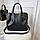 Замшева чорна сумка містка комбінована класична натуральна замша+шкірзам, фото 2