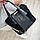 Замшева чорна сумка містка комбінована класична натуральна замша+шкірзам, фото 7