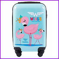 Дорожный пластиковый чемодан для ребенка Wings размер S для ручной клади на колесах, дорожный детский чемодан