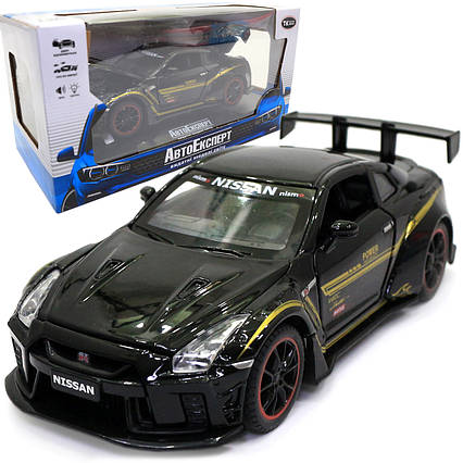 Іграшкова машинка металева Nissan GT-R «АвтоЕксперт» Ніссан ГТ-Р чорний звук світло 15*4*7 см (700701)