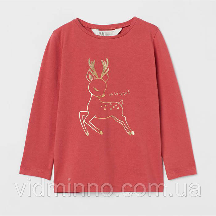 Дитяча кофта лонгслів Олень H&M для дівчинки р.98/104 - 2-4 роки