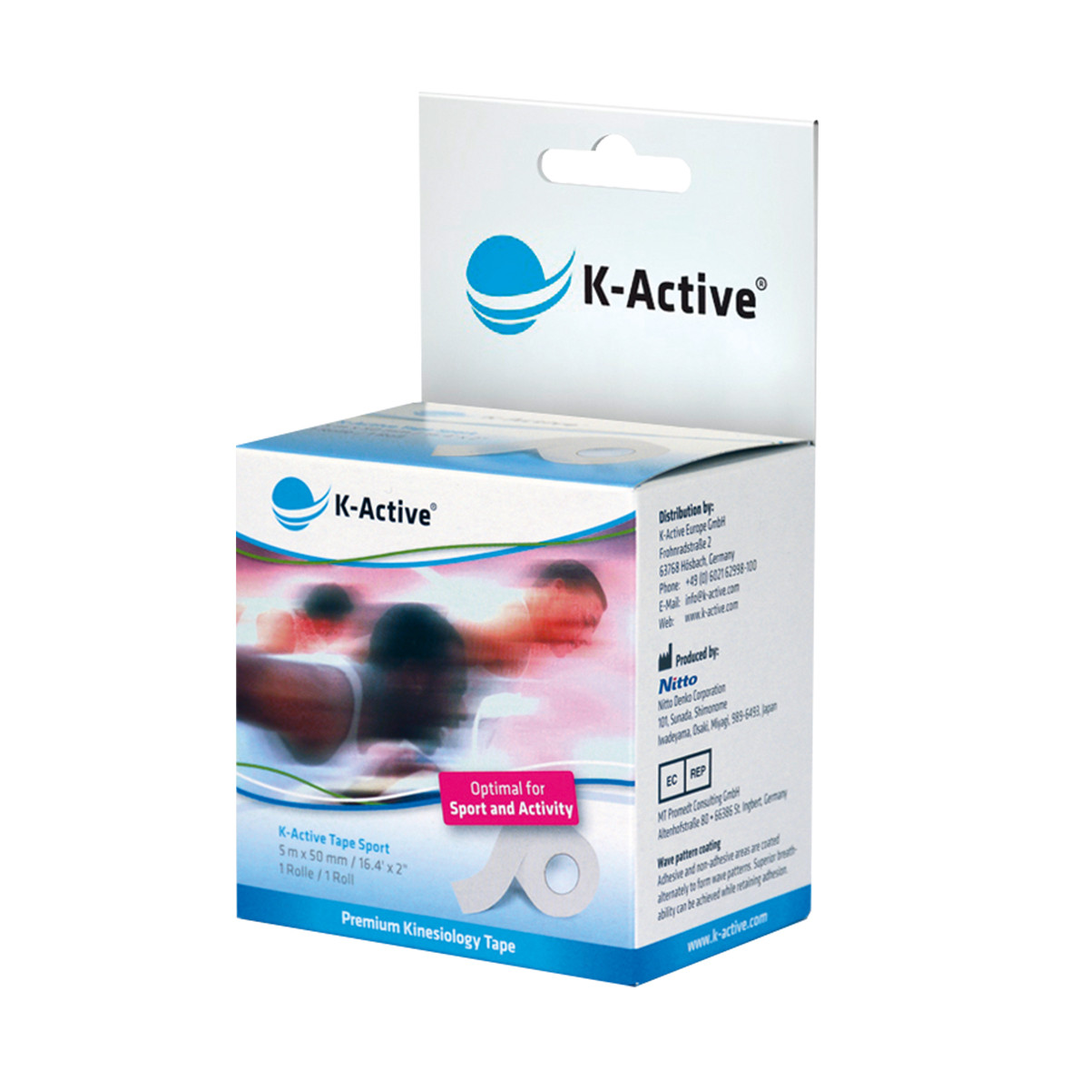 Кинезио тейп-стрічка K-active Sport, білий, 5м*5см