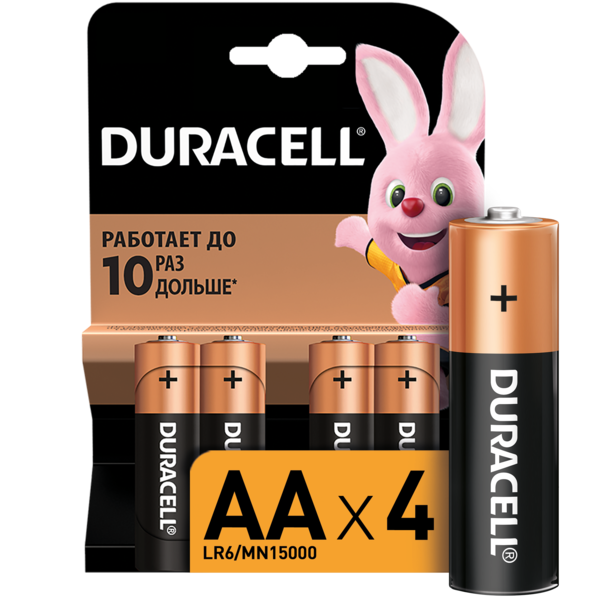 Батарейки Duracell AA R6 1,5 V пальчикові 4шт