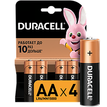 Батарейки Duracell AA R6 1,5 V пальчикові 4шт