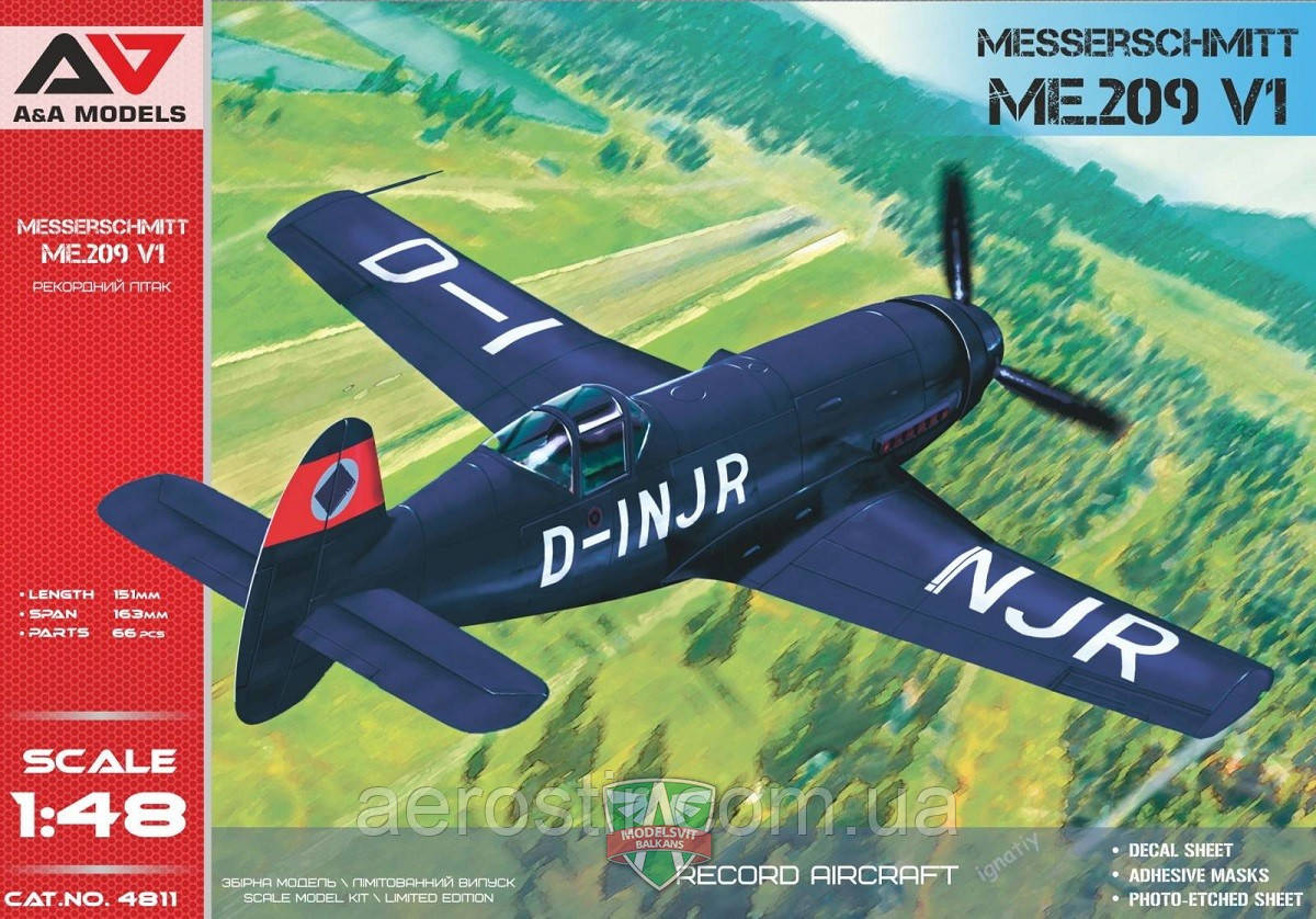 Messerschmitt Me 209 V1 1/48 A&A Models 4811, фото 1