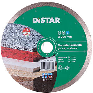 Круг алмазний Distar 1A1R Granite Premium 7D 200 мм суцільний відрізний диск по граніту та керамограніту на верстат