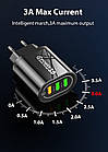 Мережевий зарядний пристрій для телефона QC3.0 18 W 3xUSB швидке заряджання смартфона USLION UC3734 (BK-373), фото 3