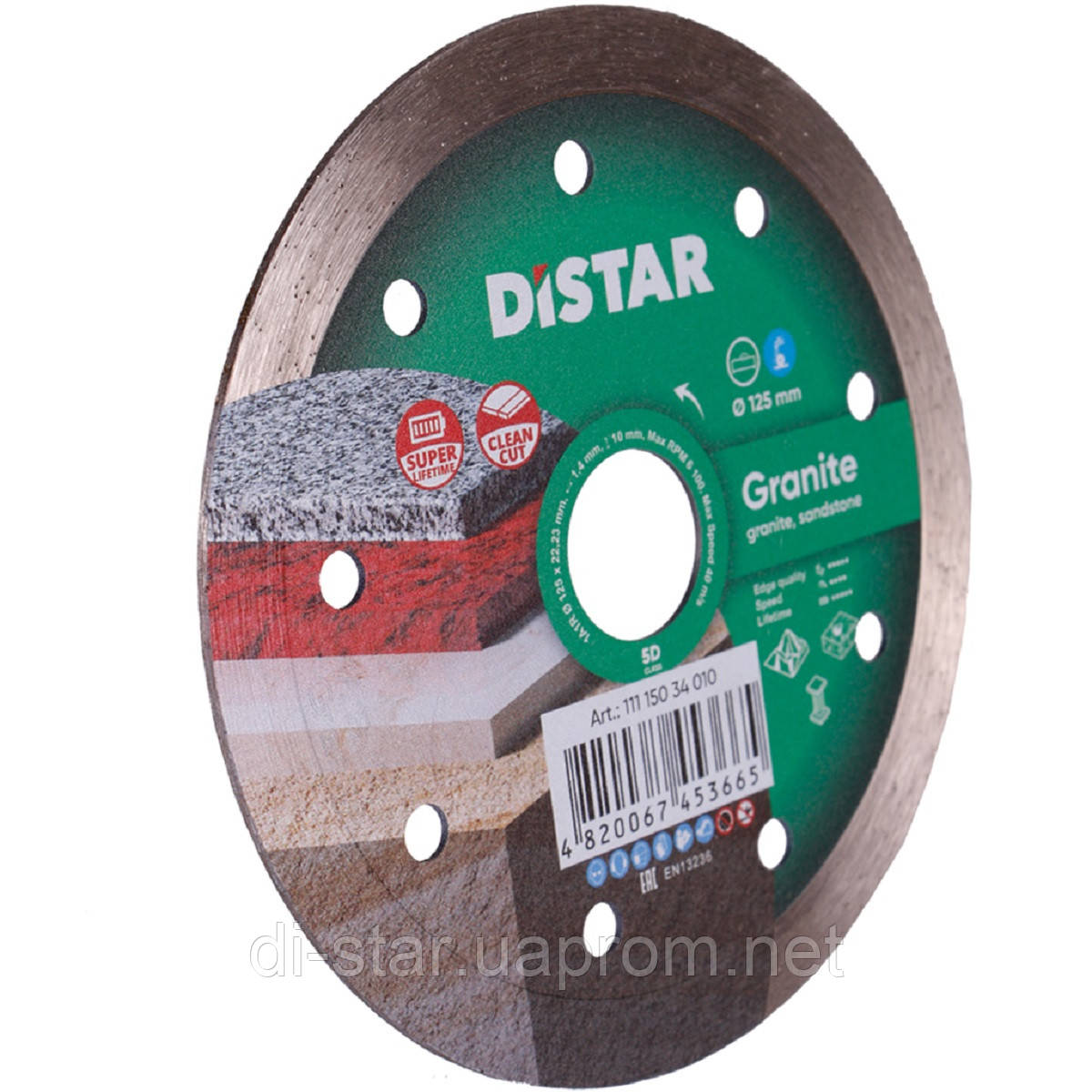 Круг алмазный Distar 1A1R Granite 125 мм сплошной отрезной диск по граниту, Дистар, Украина - фото 2 - id-p244372262