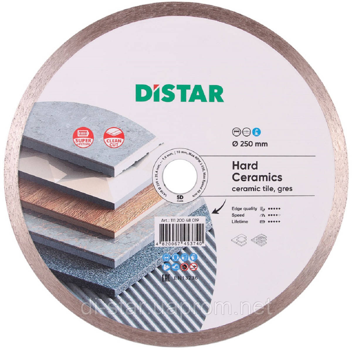 Круг алмазный Distar 1A1R Hard Ceramics 250мм - отрезной диск по керамограниту и керамической плитке на станок - фото 2 - id-p244372249