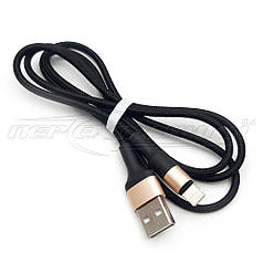 Кабель USB to Lightning (хороша якість), ганчіркова оплетка, 1 м , чорний