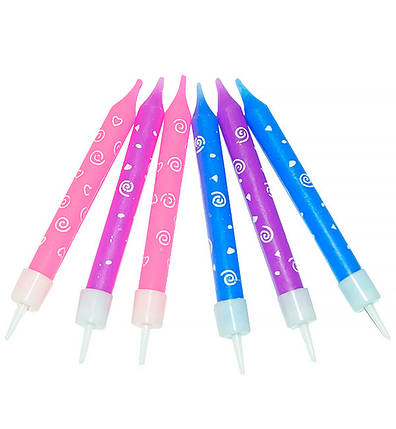 Свічки на день народження "Spiral" набір - 6 шт., висота 6 см, фото 1