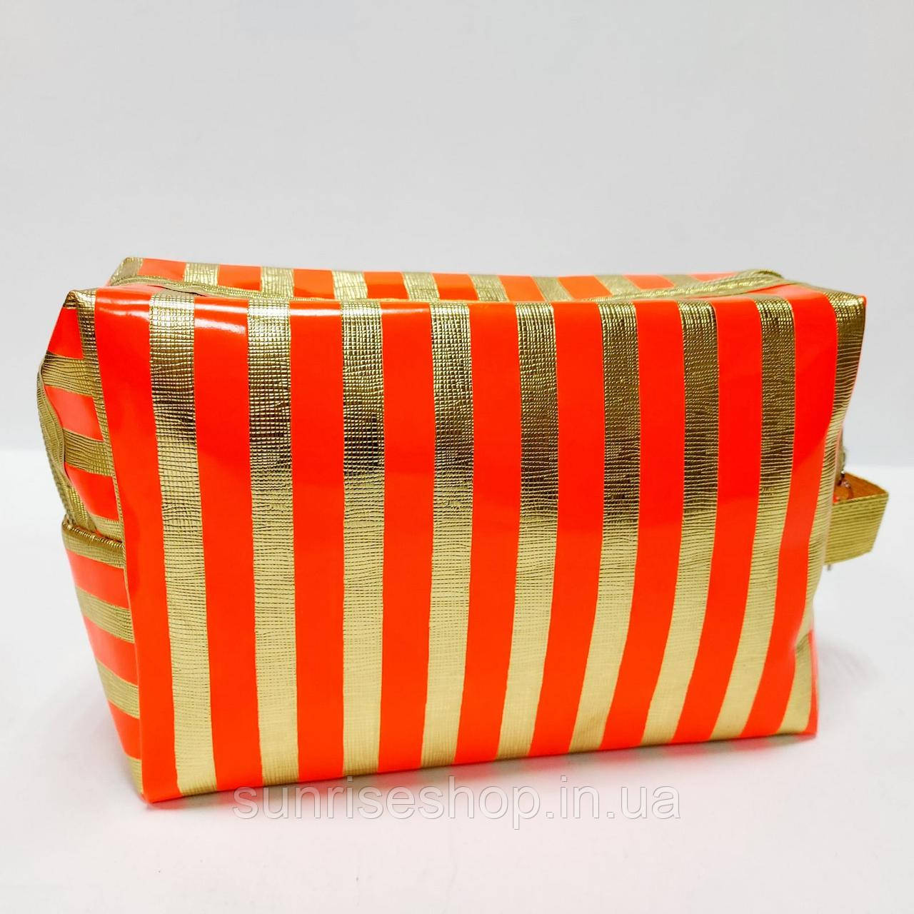 Косметичка у горошок форма барильця з ручкою