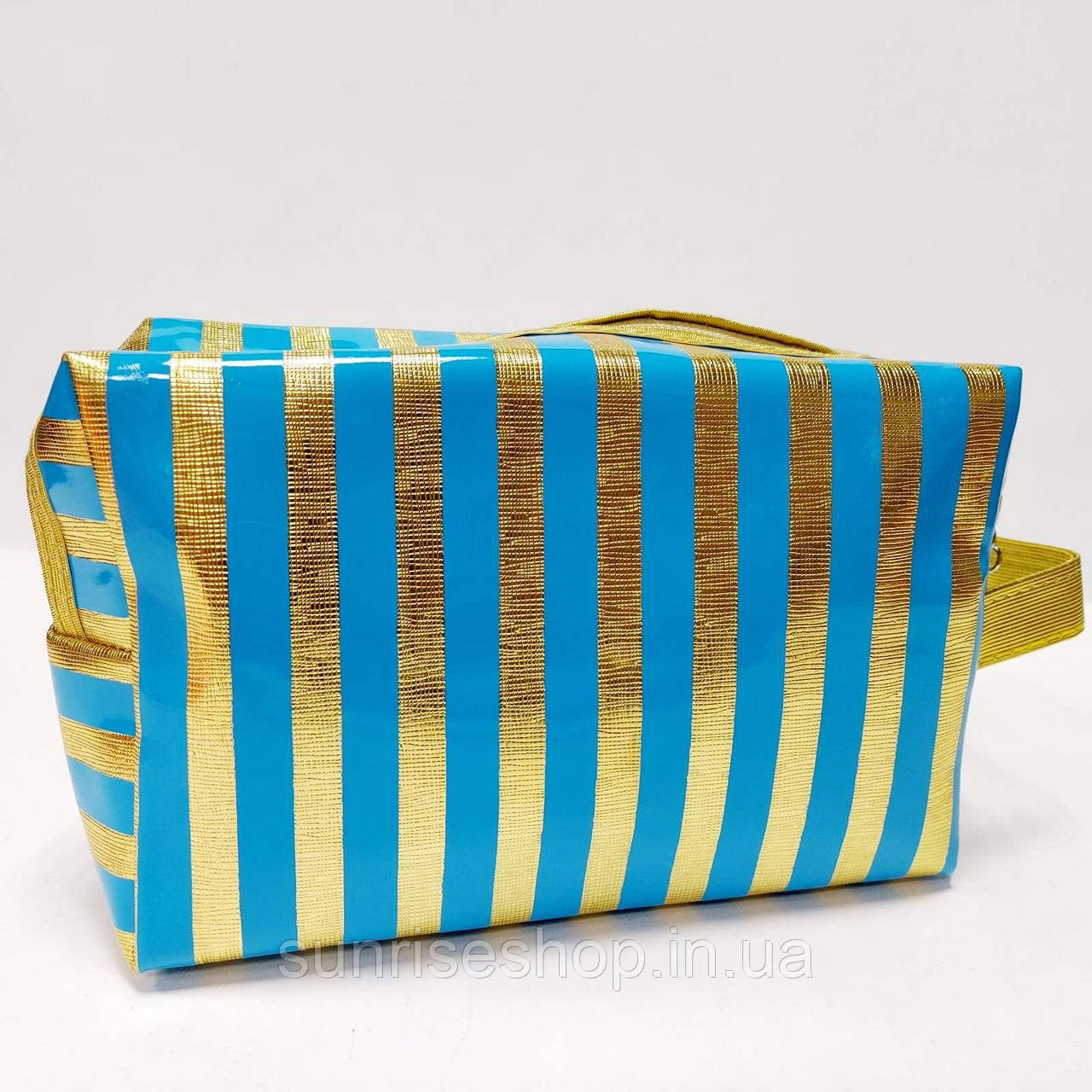 Косметичка у горошок форма барильця з ручкою