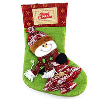 Новогодний сапог "Снеговик и Елочка" 47х30см, носок для рождественских декораций