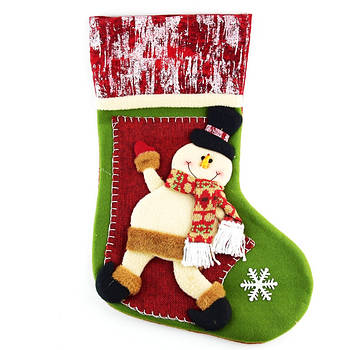 Новорічний чобіт "Снеговичек" 47х30см, носок для різдвяних декорацій