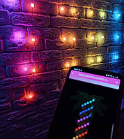 Умная Гирлянда Smart Шарики 10m 66Led пульт, приложение IP65 RGB MP3 разноцветная USB