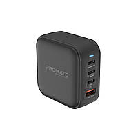 Сетевое зарядное устройство Promate GaNPort4-100PD 100 Вт 3хUSB-C+USB-A Black (ganport4-100pd.black)