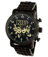 Часы мужские наручные Kiss, Кисс, черные, кварцевые, часы на браслете, металл