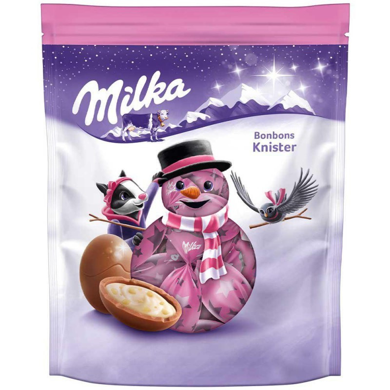 Рождественские конфеты Milka Bonbons Knister c молочным пралине в шоколаде 86 грамм Германия - фото 1 - id-p1532205399