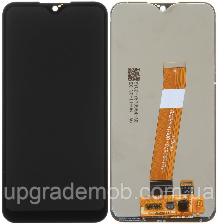 Дисплей модуль тачскрин Samsung A015M Galaxy A01/M015M чорний із широким роз'ємом оригінал сервісне паковання GH81-18209A, фото 1