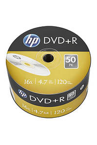 Диски HP DVD+R 4,7 GB 16x, Full-face inkjet  Shrink/50