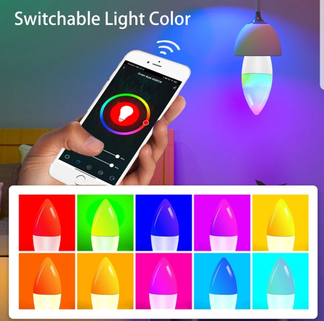 Умная Лампа WiFi 9W Е14 RGB LED светодиодная мульти цветная Smart с ...